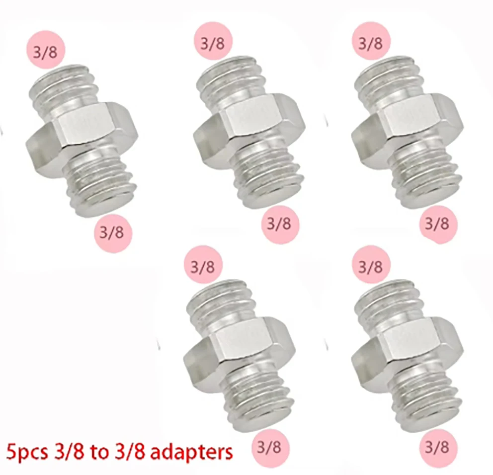 

5pcs metal photography screws 3/8 double male with hexagonal locking tripod adapter quick mount bracket adapter screws, 3/8-16