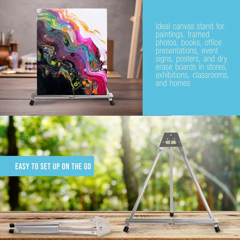 Super Sale Aluminum Tabletop Easel for Painting-Silver,Lightweight Tripod Art