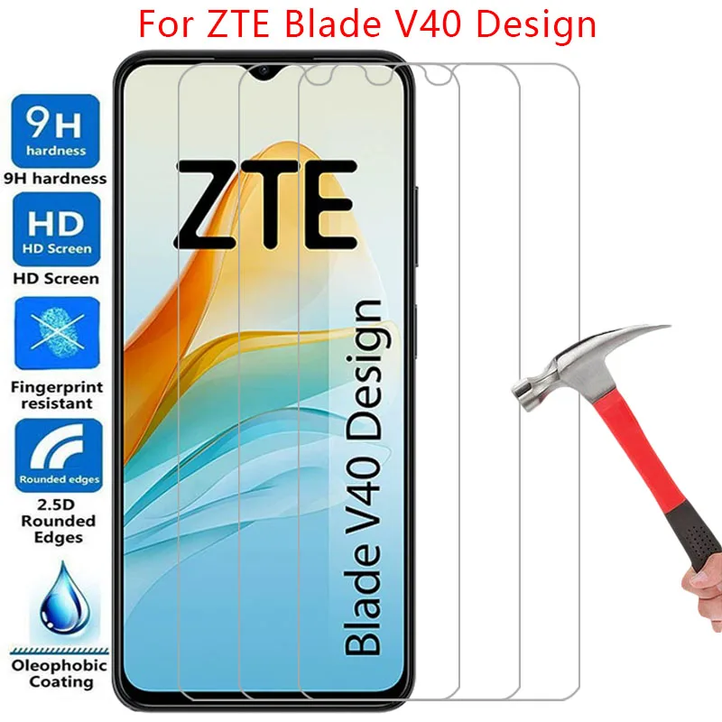 Protector de pantalla para ZTE Blade V40, diseño de vidrio templado protector para Blade V40, V 40, 40V, V40Design, película de vidrio para teléfono, 9H, ZTE Blade