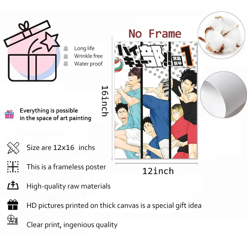 Manga Competitive Sports Haikyuu!! Painting Calligraphy Poster Parisian chic decor Glam Canvas Modern living room