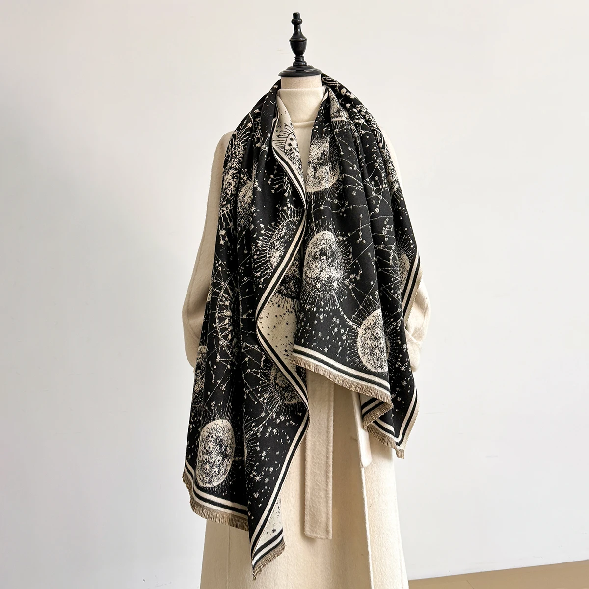 Elegante Damen-Jacquard-Pashmina-Kaschmirschals für den Winter, dicker, warmer, zweiseitiger Schal, kältebeständiger und winddichter Deckenschal – Detail 10