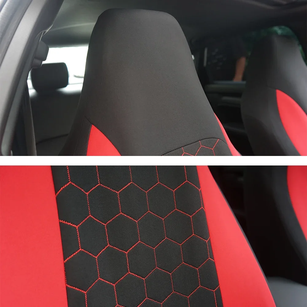 AUTOKING Hochlehner-Sitzbezüge für 2 Vordersitze, sechseckig, universelle Größe, passend für die meisten Autos, genäht, Sport-Stil, Autositzbezüge – Detail 7