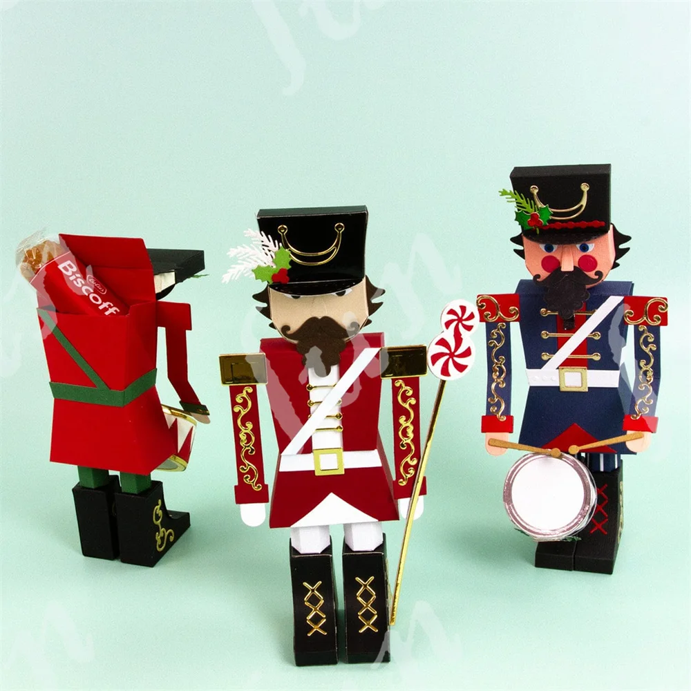 Nutcracker Soldier & Sugar Plum Fairy Gift Box Die Collection Christmas Metal Cutting Dies DIY Embossing Scrapbook Album Crafts
