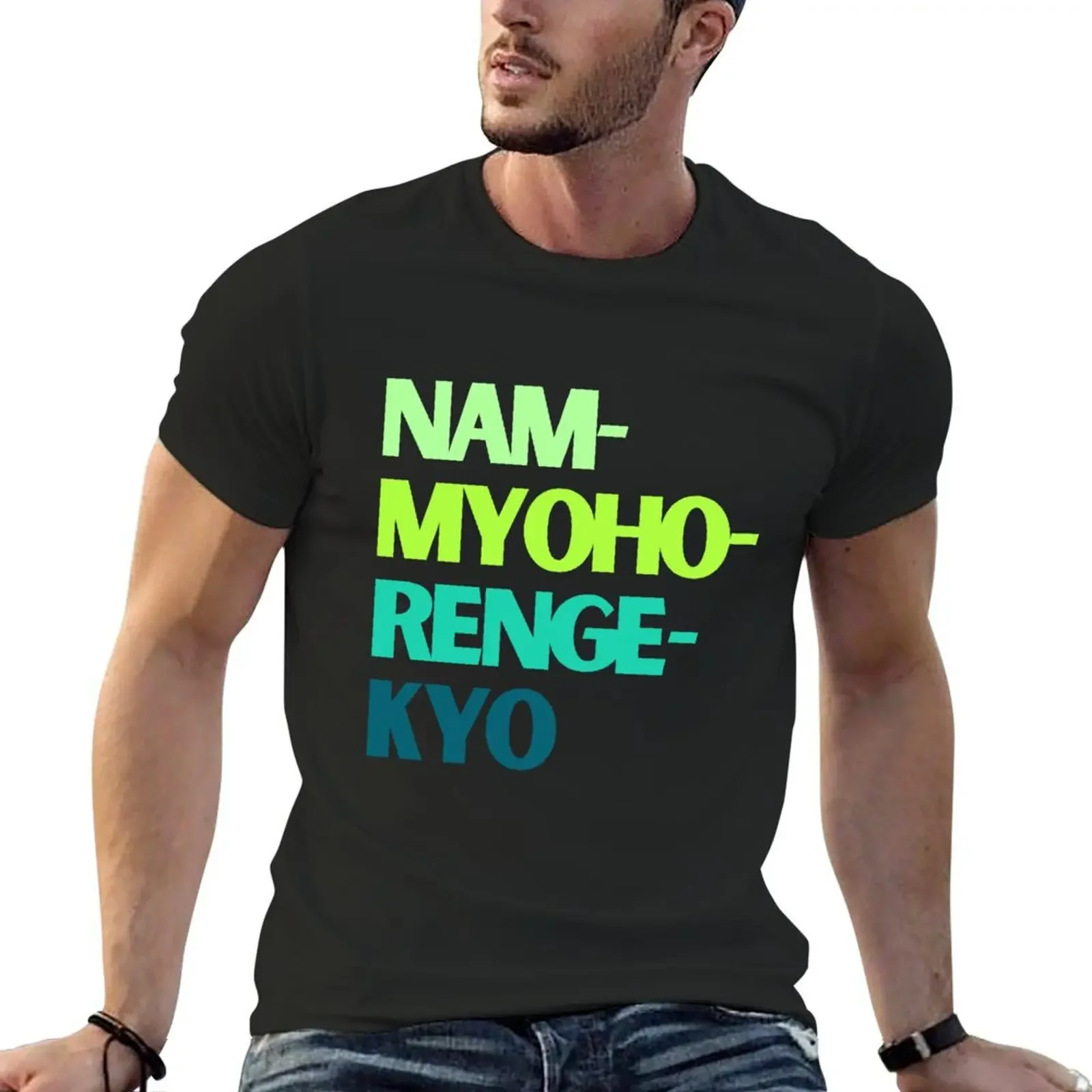 

Nam-Myoho-Renge-Kyo (gradient greens) T-Shirt sweat oversized t shirt plus size clothes tees anime shirts men