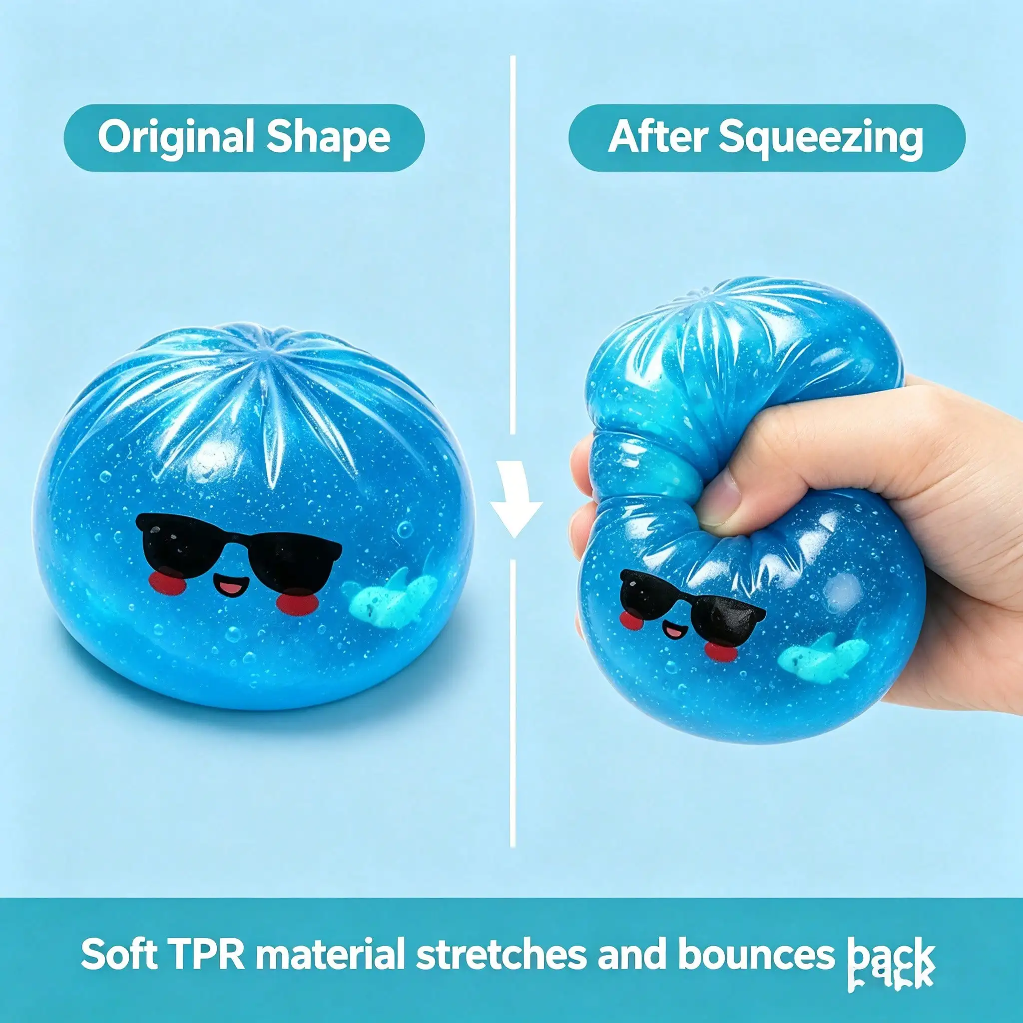 Money Glitter Shark Dumpling Squishy With Steamer Fake Food Slow Rising Squeeze Surprise Party Favor Goodie Bag Stuffer Gift view 4