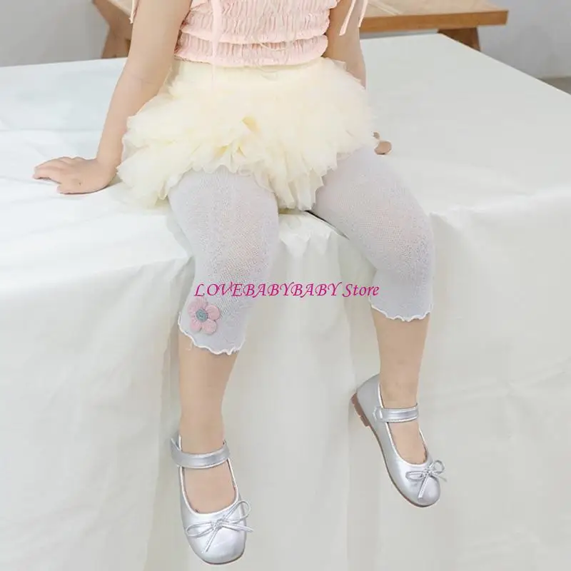 

Breathable Mesh Children's Capris Tights Sun Protective Baby Leggings Cotton Cropped Tights for Ages 6 Month to 8 Year 4XBC