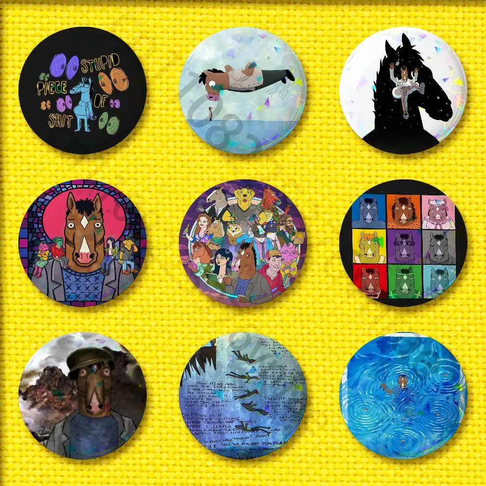 B-BoJack H-Horseman Badge For 75mm 25mm 32mm 44mm 58mm Round Pin Brooch Insignia Cover Hat Cap