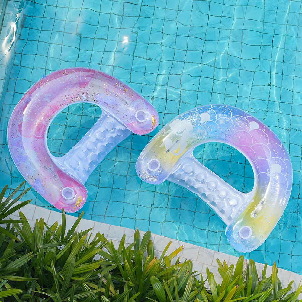 1pc 두꺼운 PVC 수영 반지 |   겨드랑이 허리 링 |   U자형 해먹, 풍선형 플로팅 배수 플로팅 침대