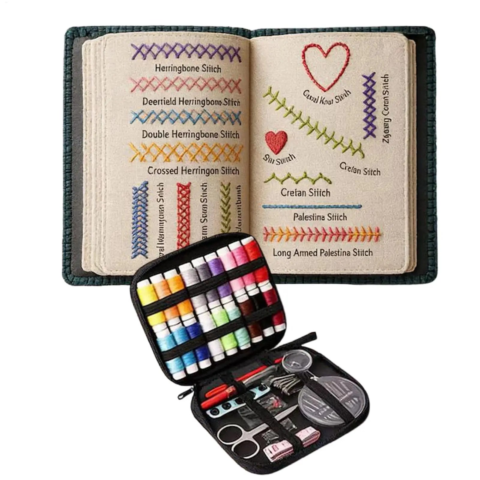 

DIY Embroidery Stitching Book Kit Art Craft Sewing Toolkit DIY Stitching Book for Women Craft Lover Adults Mother Beginners