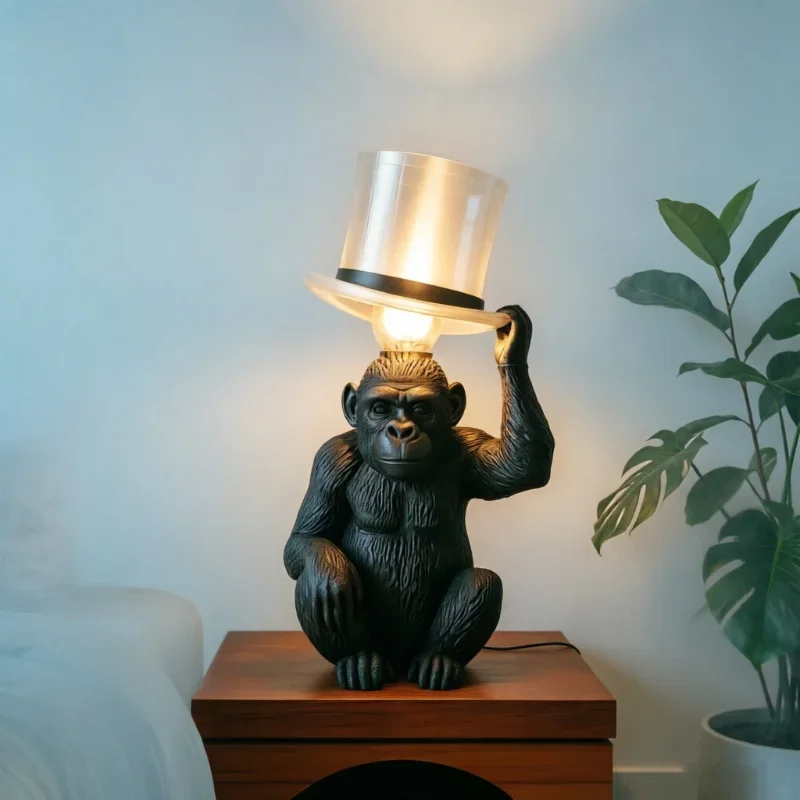 Monkey Shaped LED Bedside Lamp Creative Decorative Table Lamp for Bedroom Living Room Kids Room Study Hotel Home Decor