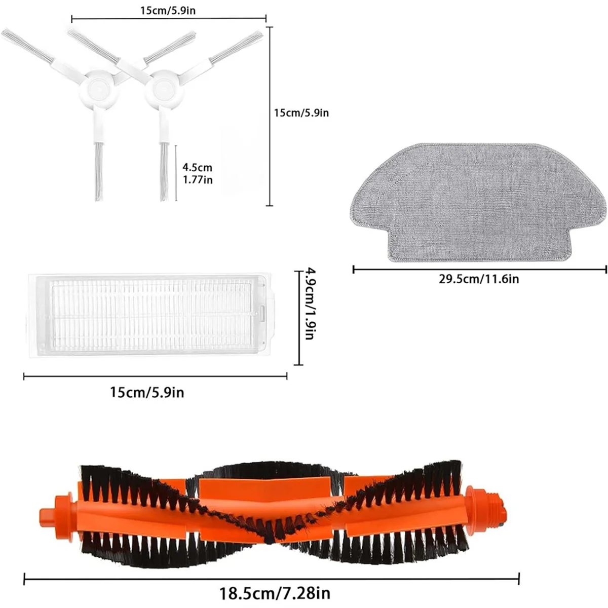 Para Xiaomi Mi Robot aspirador Mop 2S / Mop Pro/Mop P/Robot Vacuum S12/S10 EU/STYJ02YM Cepillo Lateral principal filtro Hepa paño de mopa