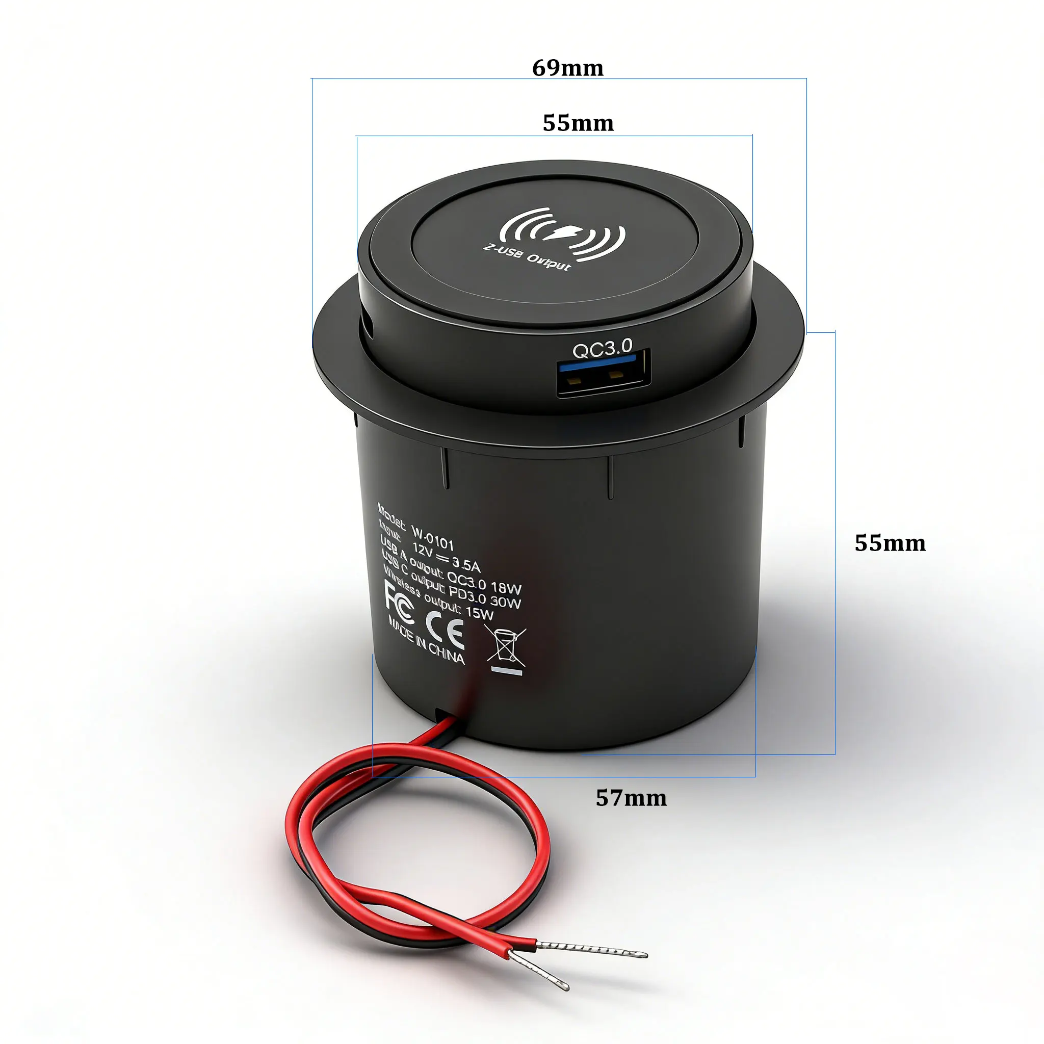 Factory 12V 24V Universal Dual Port Bus Car Socket Qc3.0 Usb Type C 20W Pd Usb Car Charger Wireless Charger