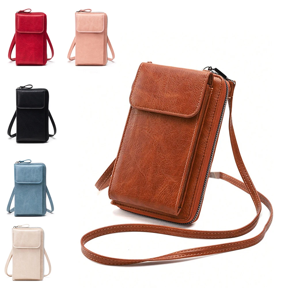 Bolso de hombro con cremallera que combina con todo, bolso de teléfono de Color sólido de moda, monedero versátil con correa desmontable