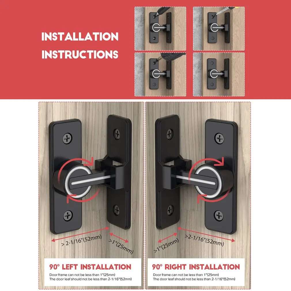 Цинковый сплав, 90 градусов, дверной болт, пряжка для двери ванной комнаты, скользящий, магнитный замок, дверной замок без перфорации, замок для двери сарая, аксессуары для домашнего оборудования