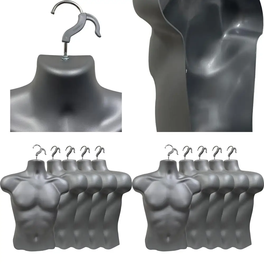 

Gray Male Mannequin Half-Round Waist Dress Form, Hanging Hook, S-M Sizes, 5-Pack