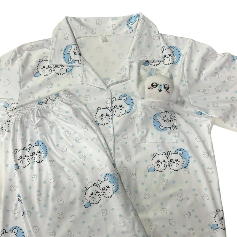 MINISO Chiikawa 2025 Momonga Pajamas أنثى الخريف جميل طويل الأكمام لطيف بنطلون أنيمي طالب Kawaii مجموعة ملابس المنزل جديد