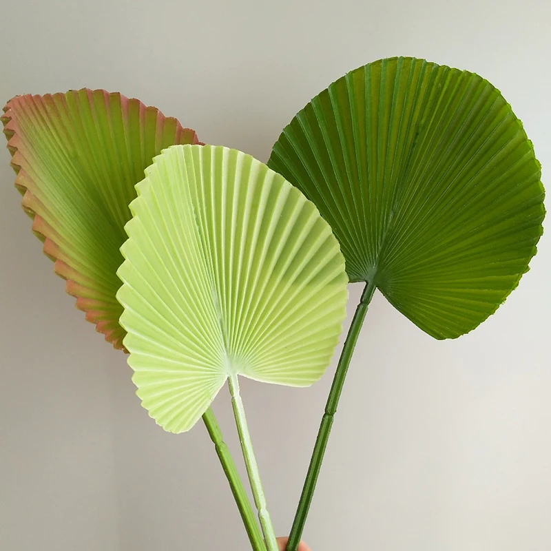 

Imitation Plant Soft Gum Cattail Fan Leaf Bundle Home Hotel Wedding Flower Arrangement Decoration Accessories Round Palm Leaves