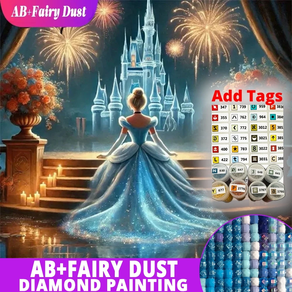 

AB сказочная пыль Дисней алмазная живопись Золушка принцесса персонаж мультфильма DIY мозаика замок узор для взрослых начинающих Flowe