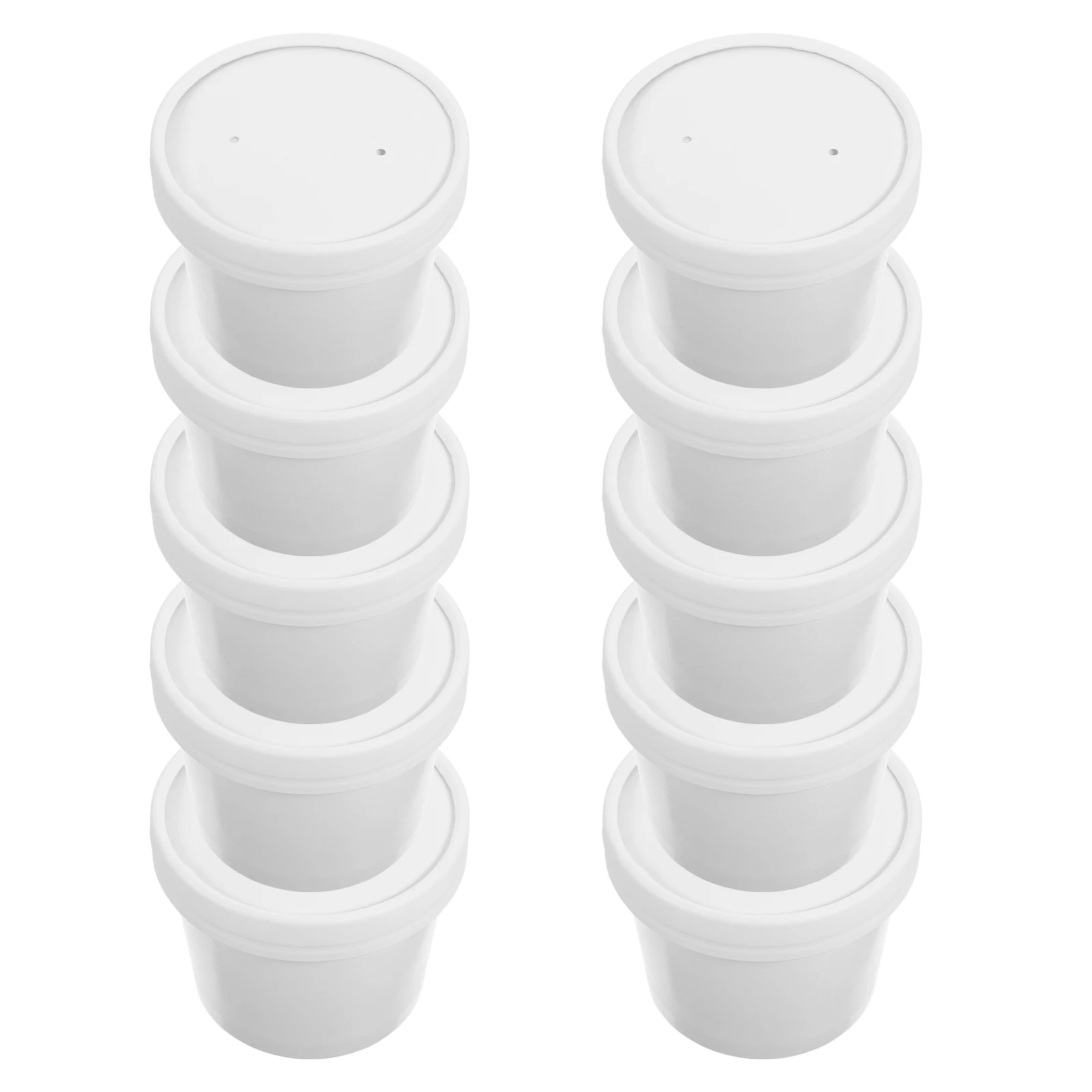 

10 Sets 4oz Travel Coffee Mugs Disposable Soup Cups White 240ml Party Supplies Lidded Food Containers Porridge Bowls Snack