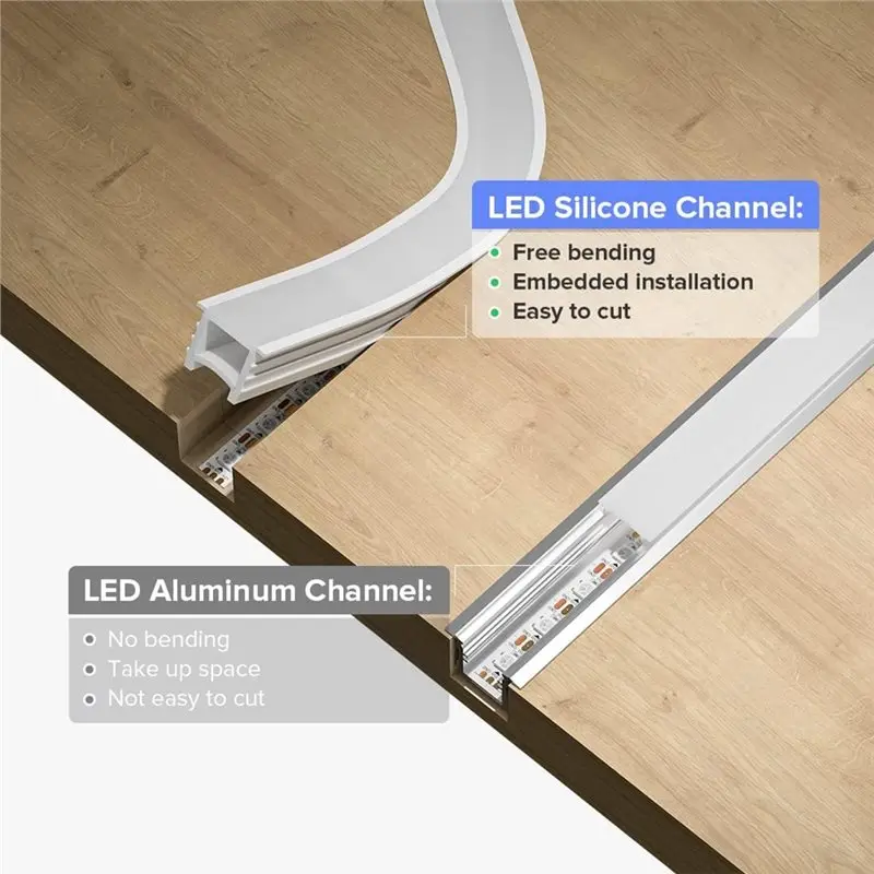 A96I-Flexible Milky White Silicone LED Channel System 16.4Ft Cover For≤ 12Mm Wide LED Strips- DIY Spotless Tube Design Width