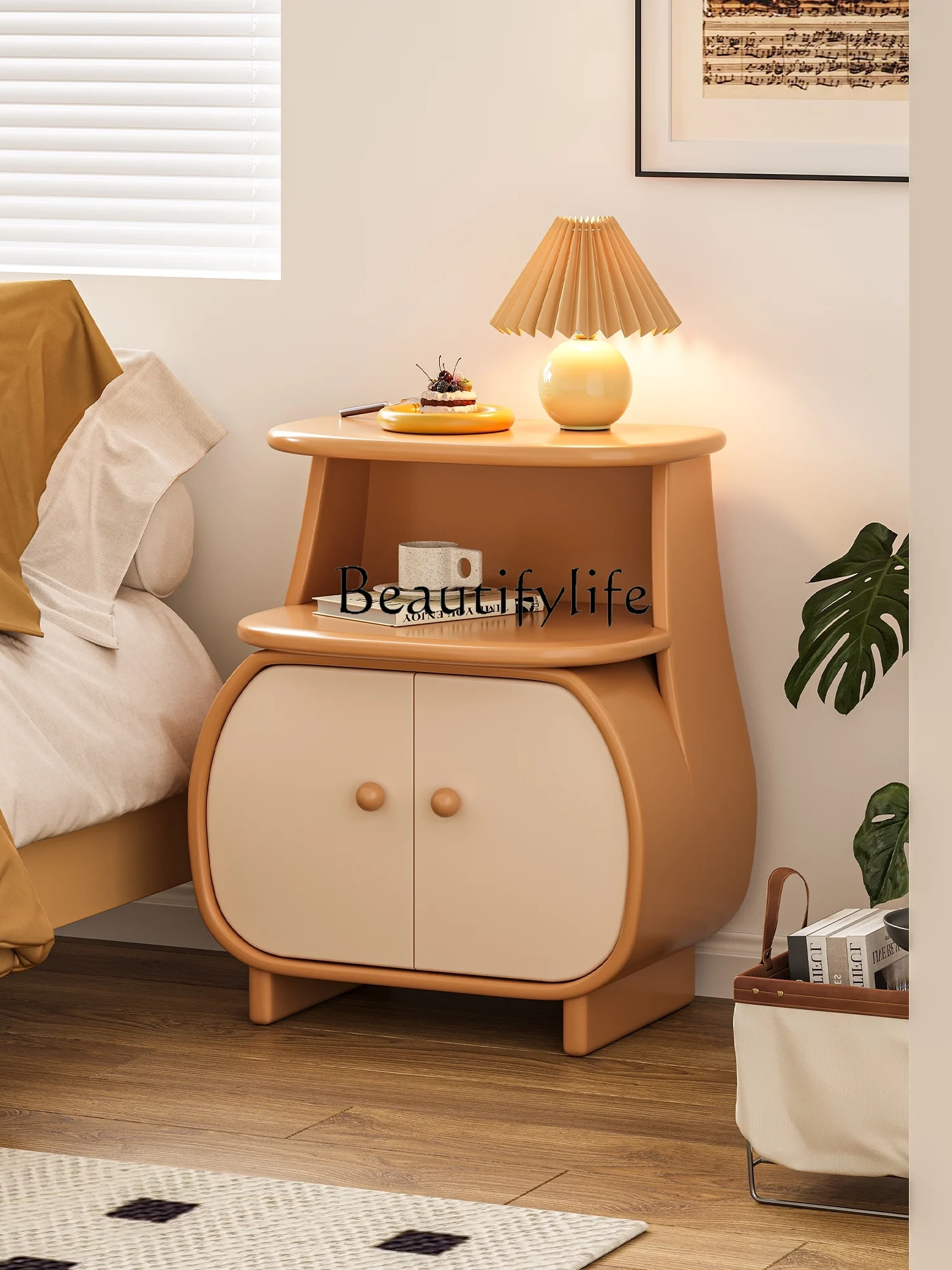 Cream Style Hippo Bedside Bedroom Cute Bedside Cabinet Modern Sofa Edge Small Storage Cabinet