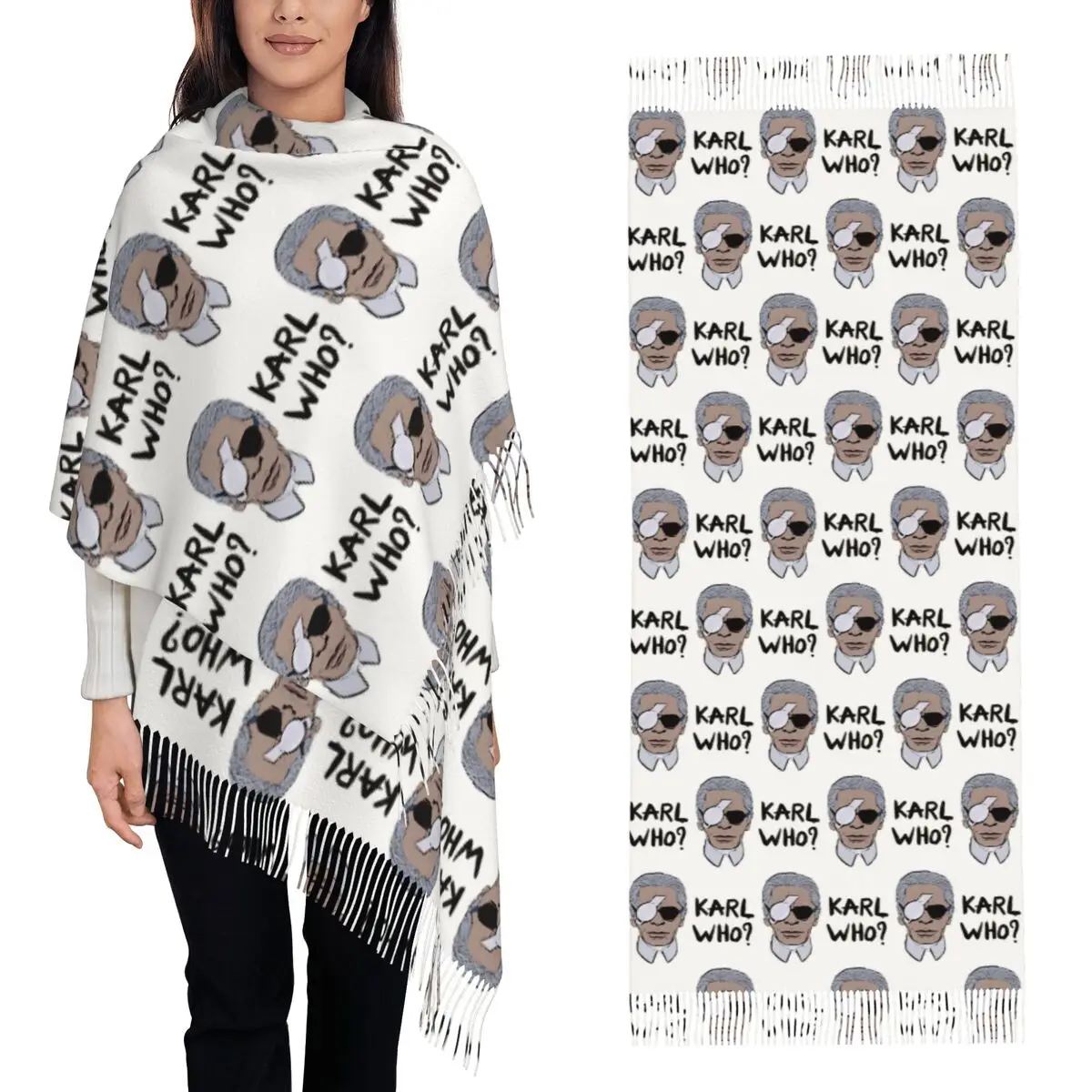 Karl Who Scarf Tassel Scarves Women Soft Warm Shawls and Wraps Large Fall Winter Shawl Wrap