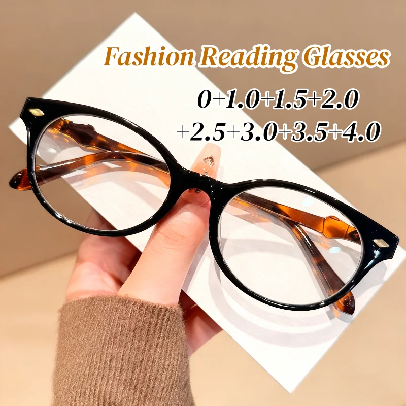 

Oval Blue Light Blocking Reading Glasses Women Men Fashion Ultralight Presbyopia New Trend HD Lens Far Sight Eyewear 0+1.0+4.0