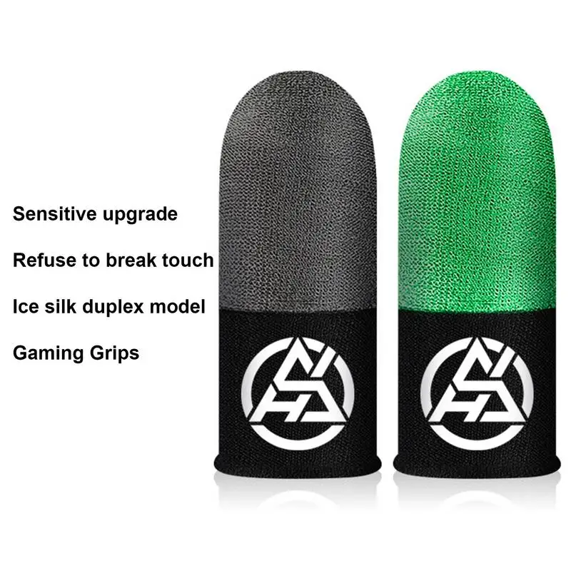 ถุงมือปลายนิ้วสำหรับเล่นเกม2ชิ้นถุงมือบางเฉียบระบายอากาศได้ดีกันเหงื่อหน้าจอสัมผัสปลอกสวมนิ้วสำหรับเล่นเกม