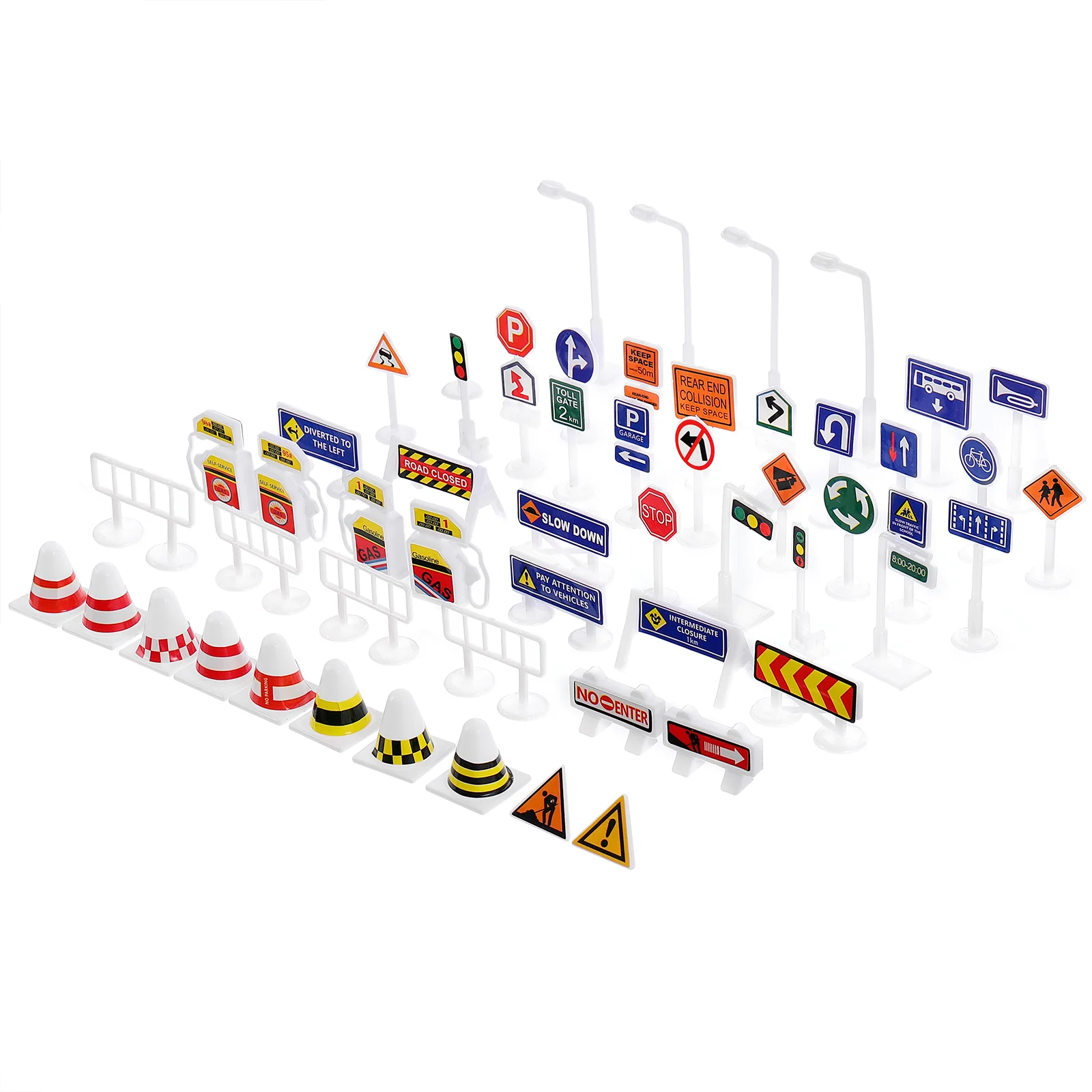 

56 Pcs Barricade Toys Recognition of Standard Roadway Signs Roadblock Train Gift for Kids Simulation Traffic Plastic