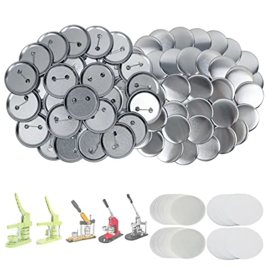 

200 Sets 2.25 inch Button Maker Supplies 58mm Button Supplies Parts Badge Part Buttons Making Supplies Includes Metal Pin Back