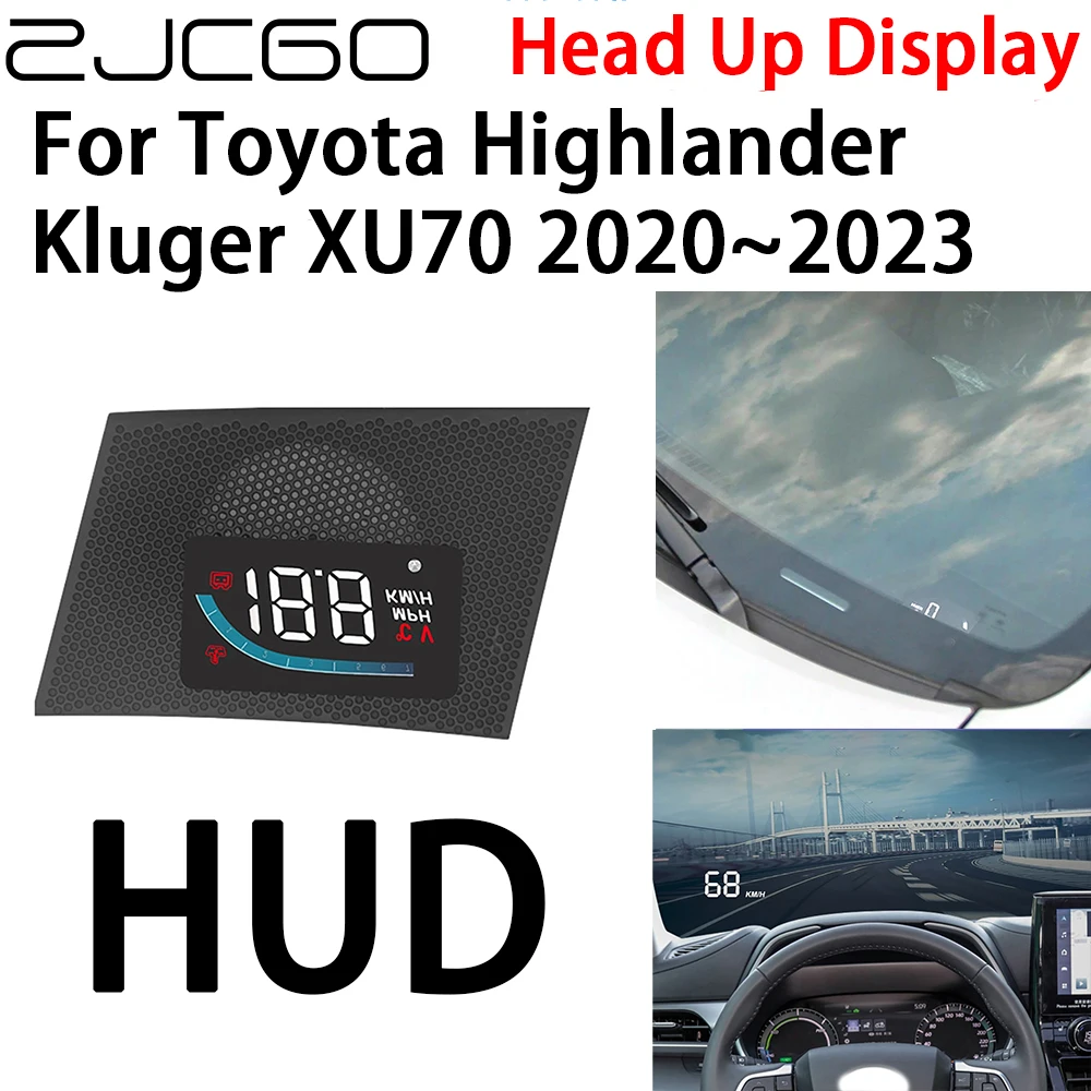 

ZJCGO Car HUD Head Up Display Speedometer Projector Alarm Electronic Accessories for Toyota Highlander Kluger XU70 2020~2023