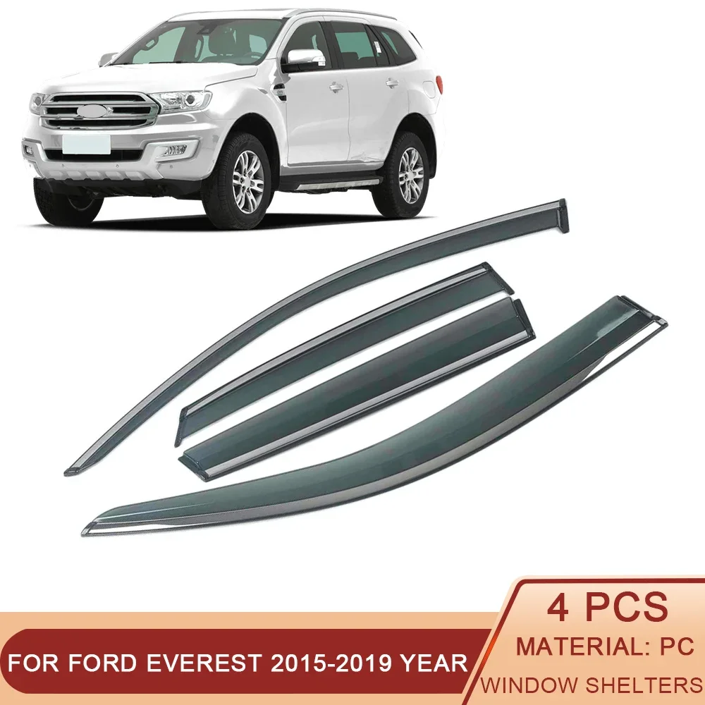 

For FORD Everest 2015-2019 Car Window Sun Rain Shade Visors Shield Shelter Protector Cover Frame Sticker Exterior Accessories