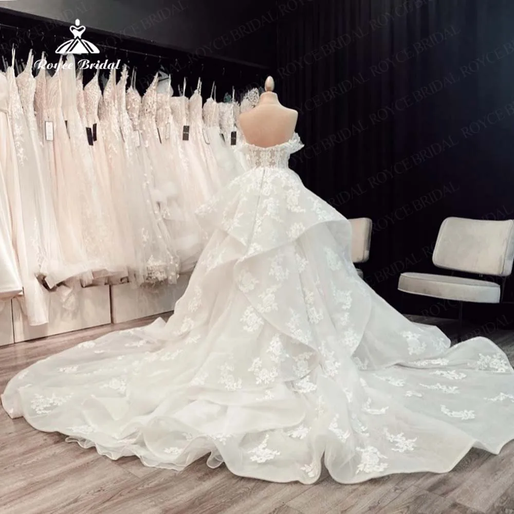 Stunning Off-The Shoulder Lace Wedding Dress 2026 Open Back A-Line Puffy Tulle Skirt Bride Dress Vestidos De Novia Customized