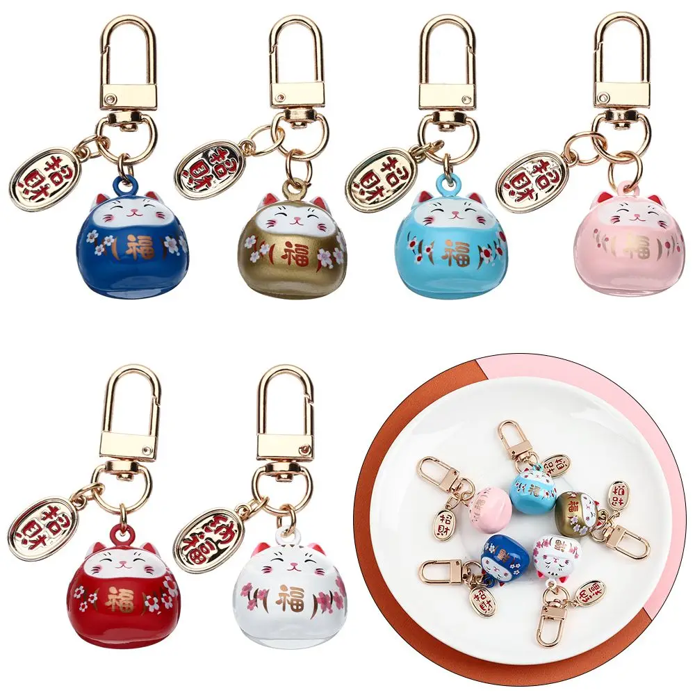 Japanese Cute Lucky Cat Keychains Cartoon Lucky Cat Key Chains Car Bag Charm Ornaments Pendant Keyring Couple Gift