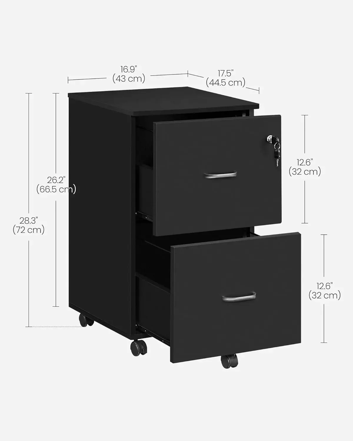 2-Drawer , Locking Wood Filing Cabinet for Home Office, Small Rolling File Cabinet, Printer Stand, Hanging File Folders