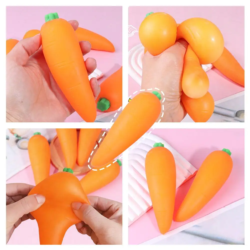 Carrot Squishy Toy Soft Slow Rising Simulation Vegetable Stress Relief Fidget Decompression Sensory Toys for Child Adult Gift