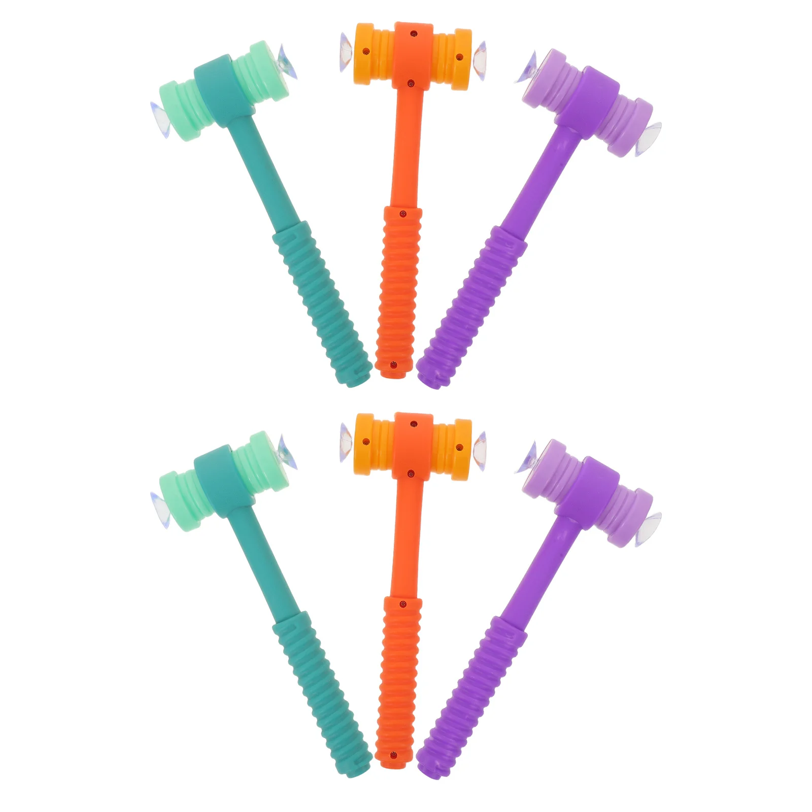 6pcs Kids Hammer Plastic Early Learning Reaction Training Suction Cup Base For Toddler Hand Eye Coordination - Pounding