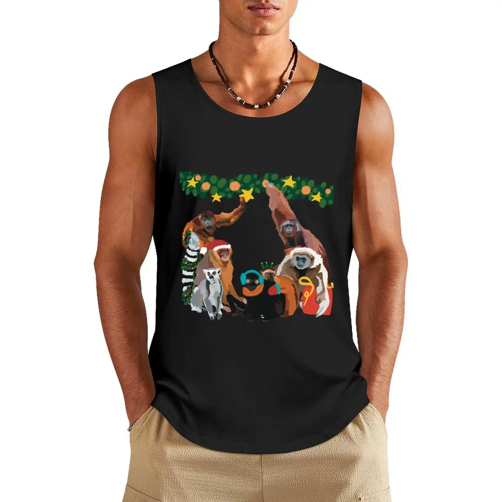 

C is for Christmas At The Zoo Tank Top Men's gym t-shirt anime gym