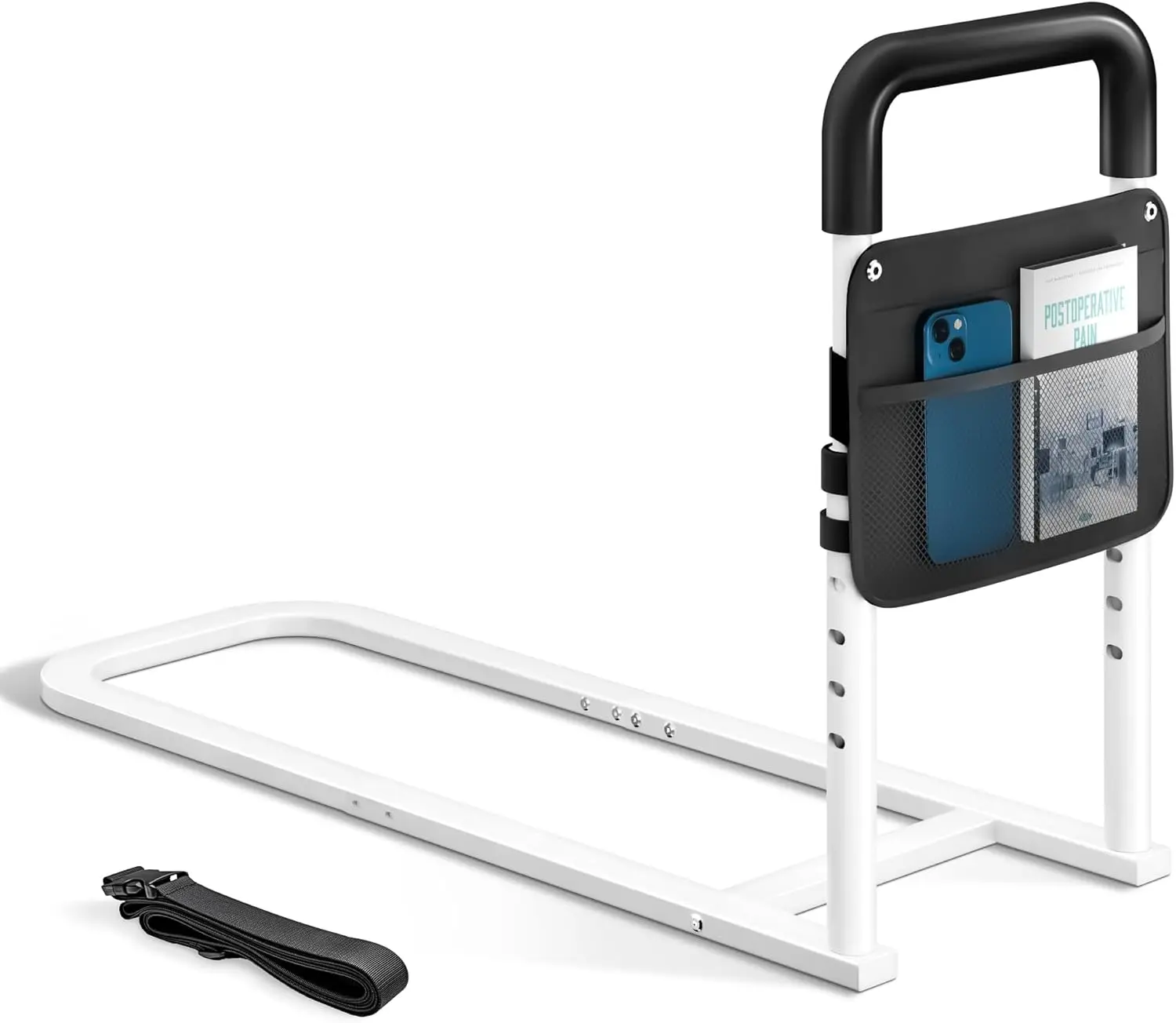 

Adjustable Bed Rails for Elderly Safety with Storage Pocket, Non-Slip Handle, Supports 300LBs, Fits Twin to King Beds
