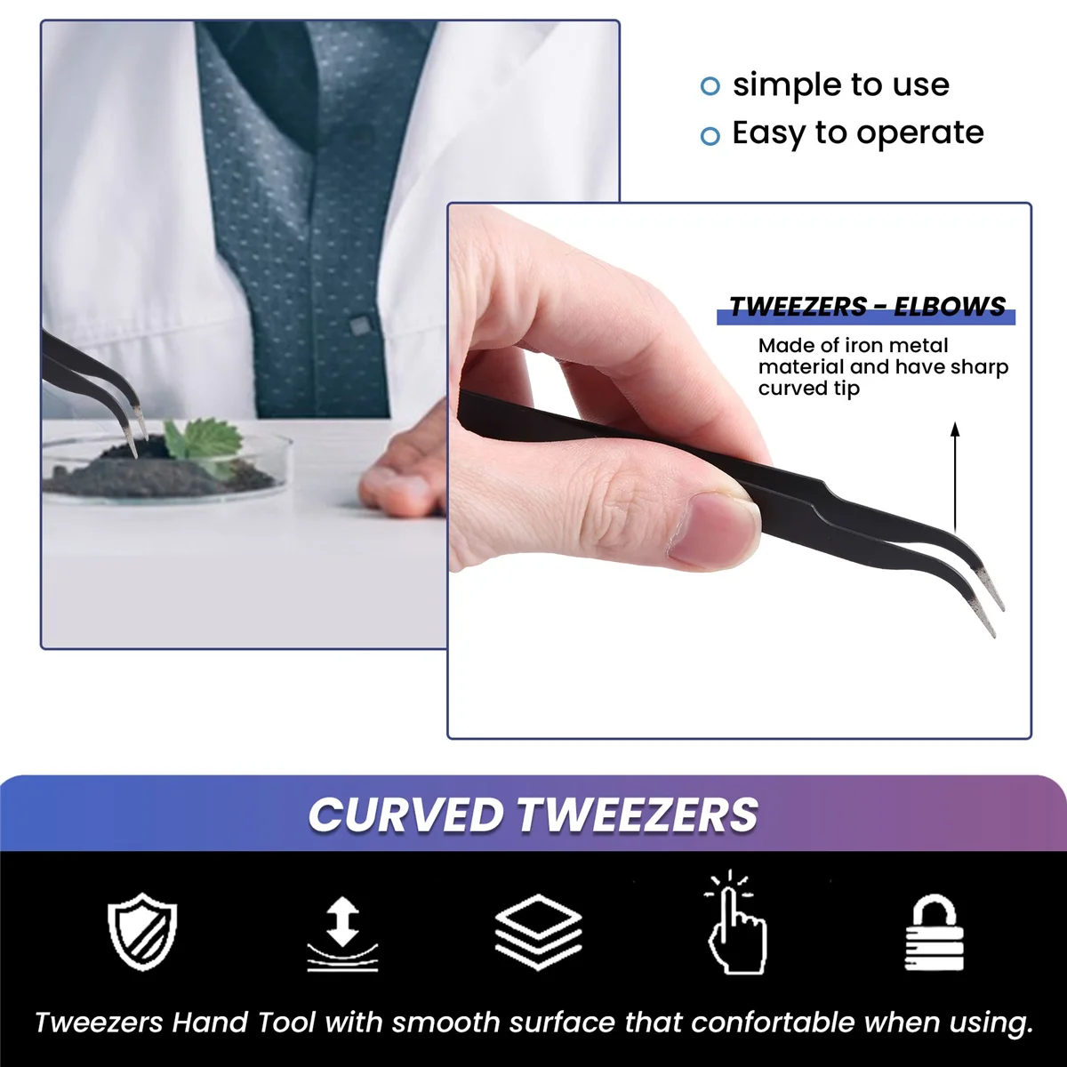 [in stock] Curved Tweezers Jewelers Craft Hobby Beading Hand Tool