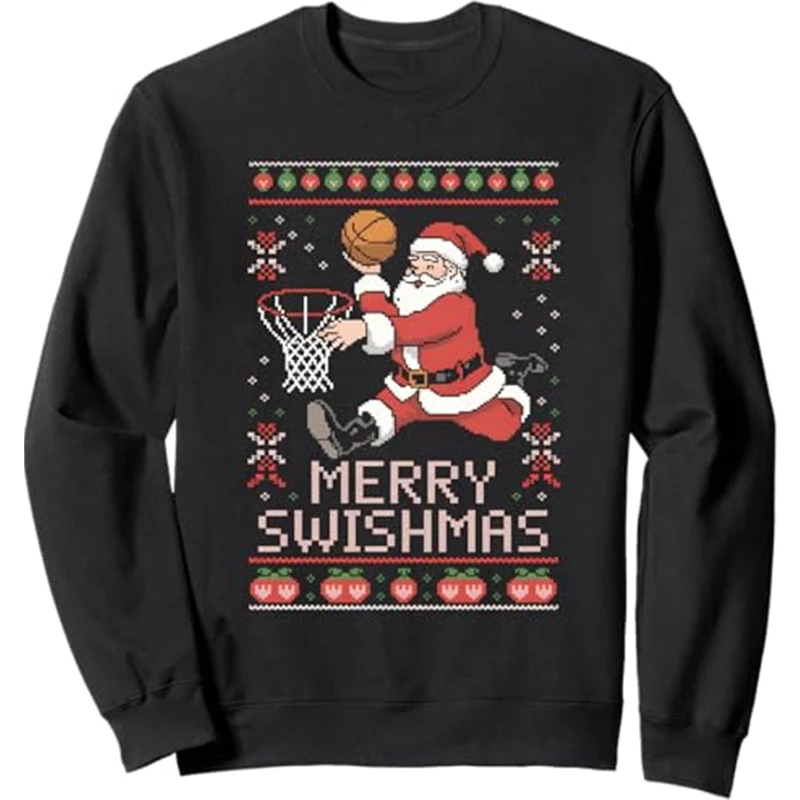 Fashion Basketball Ugly Christmas Sweater For Women Clothes Santa Claus Bar Party Men Sweatshirts Casual Male Pullover Tracksuit