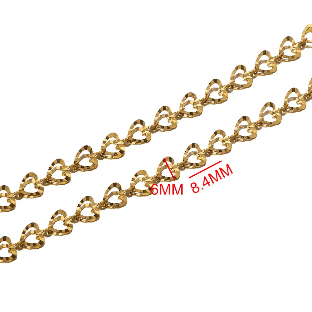 1M Width 6mm Stainless Steel Heart Plated Gold Chain Roll Chains for Jewelry Making Supplies DIY Necklace Wholesale Items Craft - Image 5