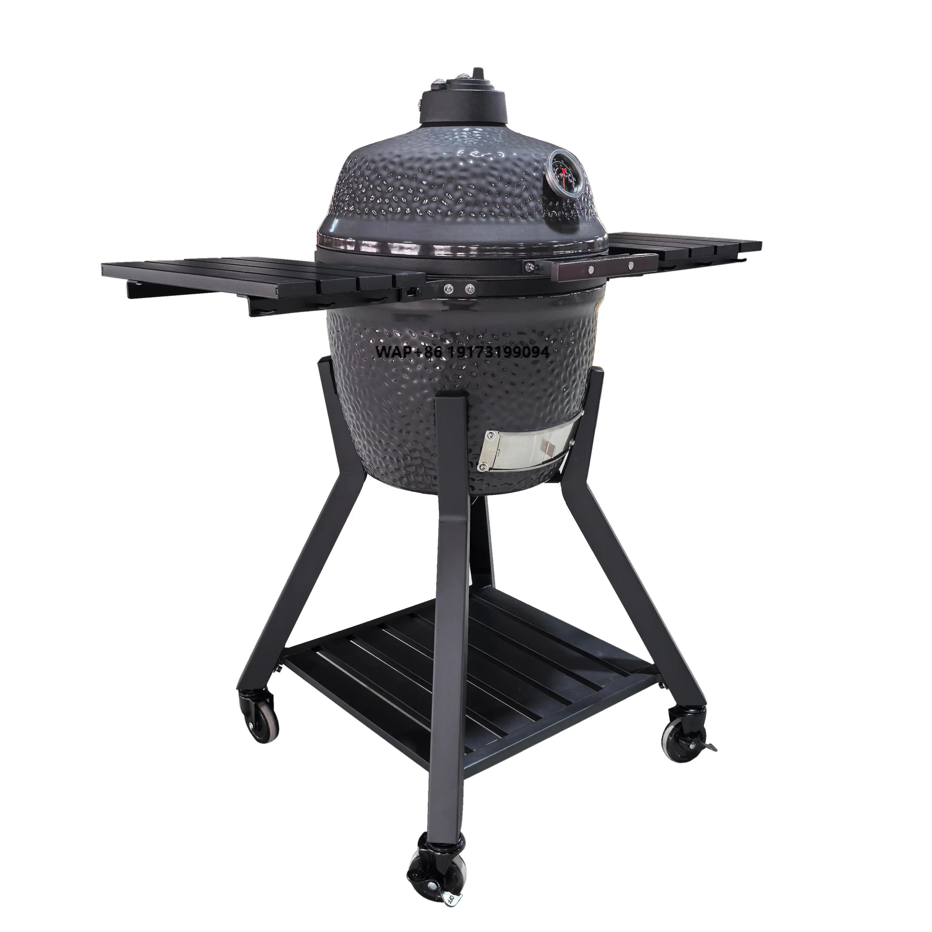 

Manufacturer's Modern Style 16\" Pro Inch Glossy Dark Gray Ceramic Egg Shaped BBQ Grill Kitchen Charcoal Barbecue Grill