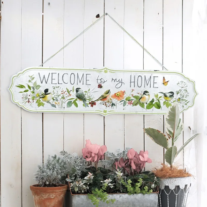 Garden wrought iron listing Outdoor arch Balcony welcome sign Wall decoration European style house sign