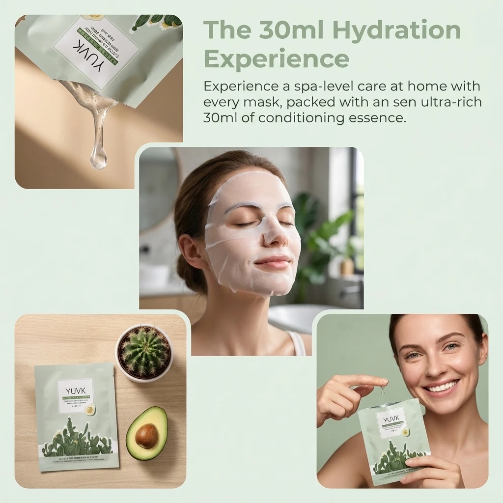 YUVK Cactus and Avocado Moisturizing Mask 5 Sheets