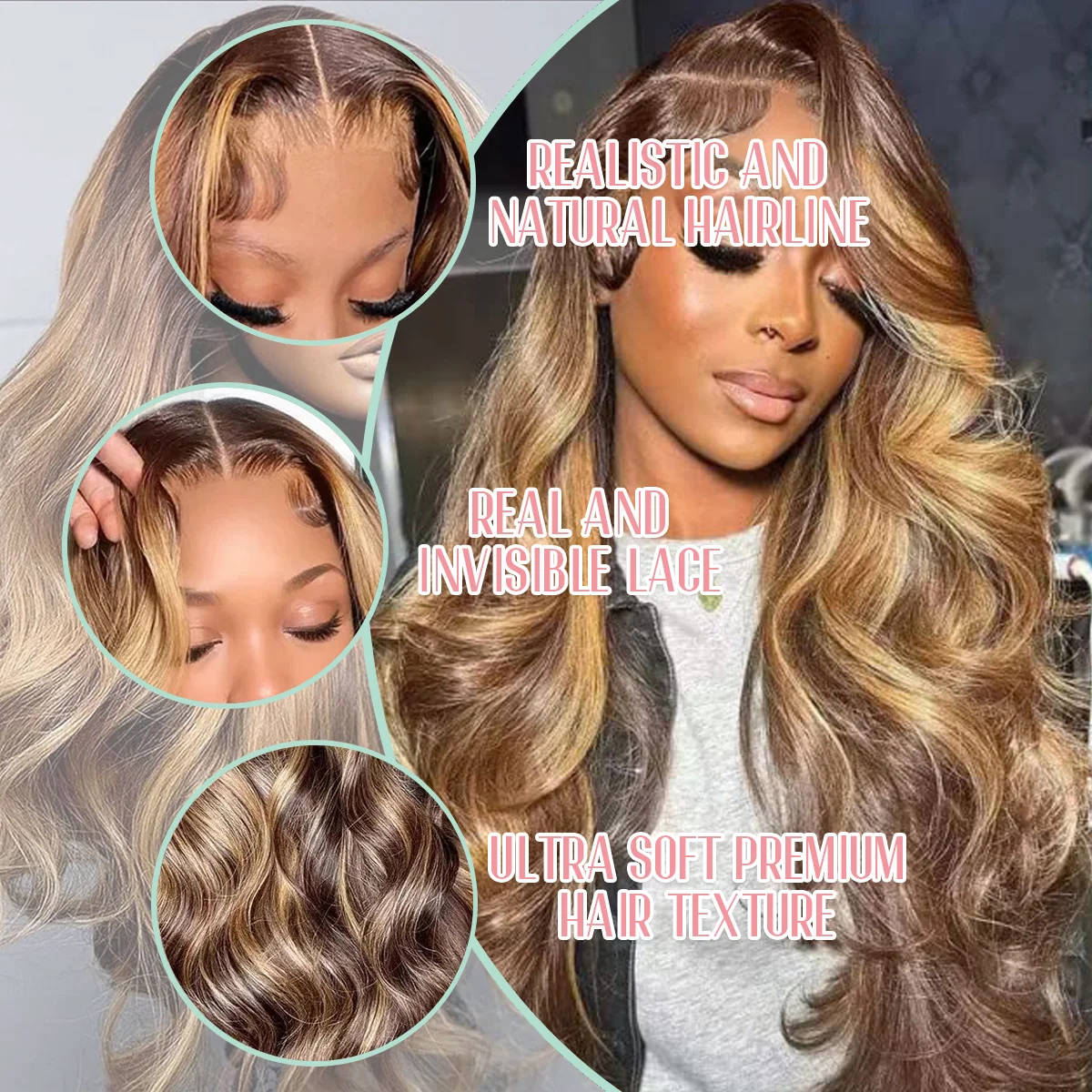 Body Wave Piano Color Human Hair Wigs P4/27 220% Density 40 Inches 13x6 13x4 HD Transparent Lace Frontal Wig Highlight Brazilian Hair For Women Pre Plucked