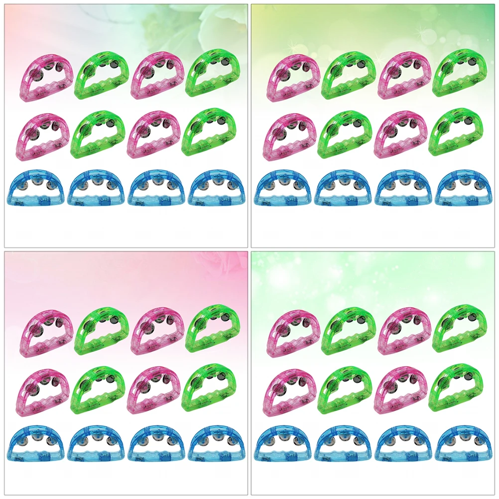 

4pcs Luminous Handbell Party Rattle Glowing Tambourines Birthday Festival Carnival Sports Event Bar Light Up Kids Children