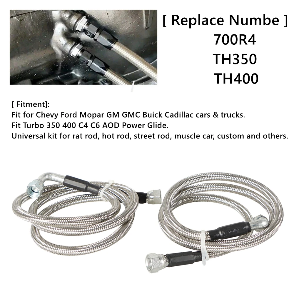 6AN Transmission Cooler Hose Braided Oil Fuel Line For Ford Chevy Buick Cadillac Cars & Trucks Replace TH350/ 700R4/ TH400