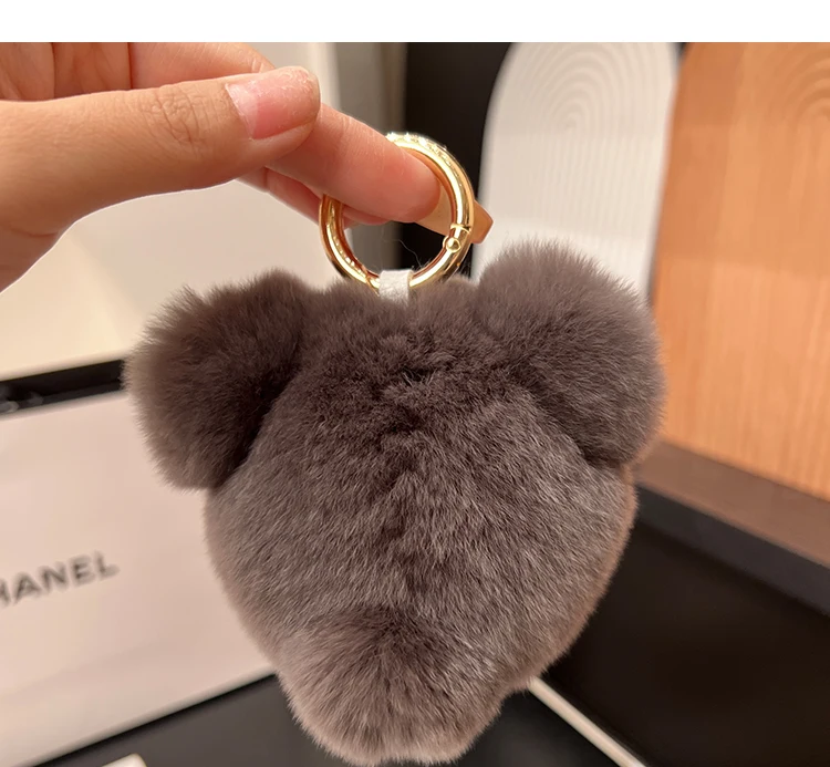 Women New Real Rabbit Fur Totoro Doll Key Chain Charm Fashion Plush Car Keychain Bag Pendant Party Gift Jewelry Trinket