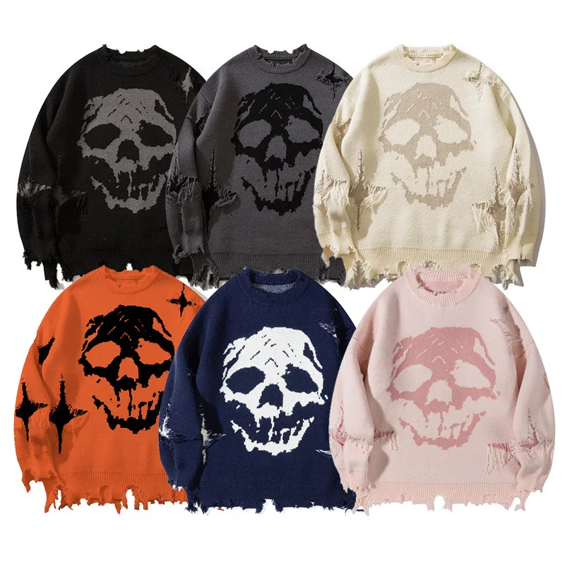 

Women's Y2K Hip Hop goth Love flame abstract pattern Vintage Knitwear Sweaters Harajuku Loose Streetwear Pullover Sweaters tops